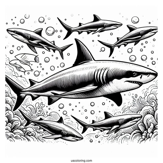 Blacktip Shark Coloring Page Family