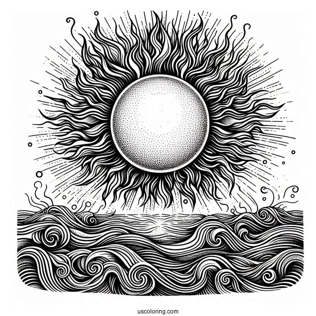 Large Smouldering Sun Over Ocean