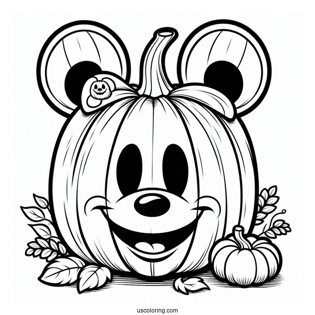 Pumpkin Coloring Page Mickey Mouse Themed Jack O Lantern To Color