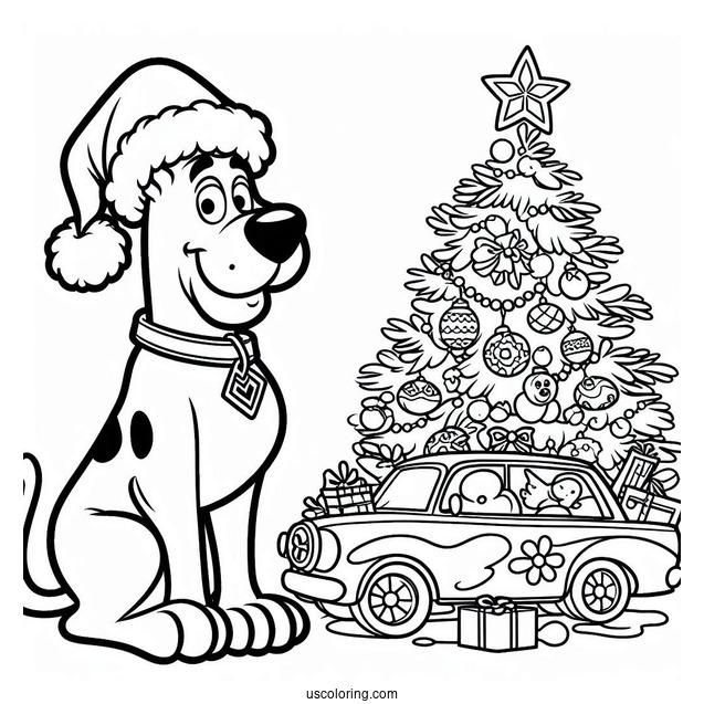 Coloring Page Of Christmas Themed Scooby-Doo