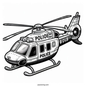 Police Helicopter Coloring Page For Kids