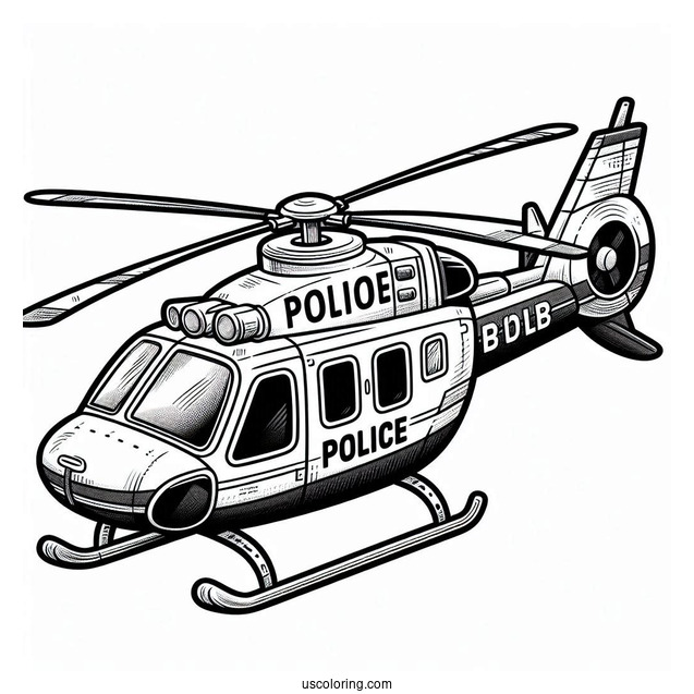 Police Helicopter Coloring Page For Kids