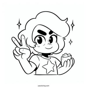 Easy Adult Steven Universe Coloring Page Doing Peace Sign For Kids