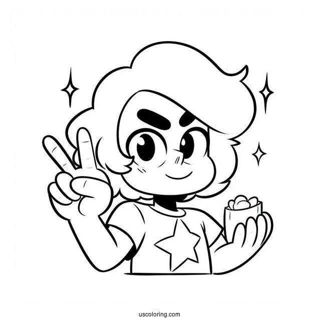 Easy Adult Steven Universe Coloring Page Doing Peace Sign For Kids