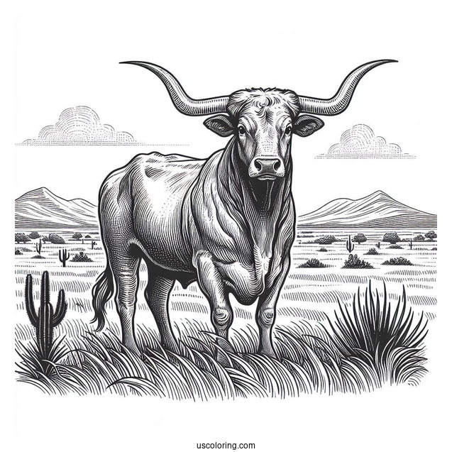 Texas Longhorn In The Field