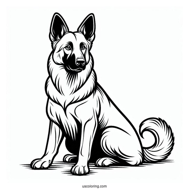 Outline Of Beglian Malinois Dog
