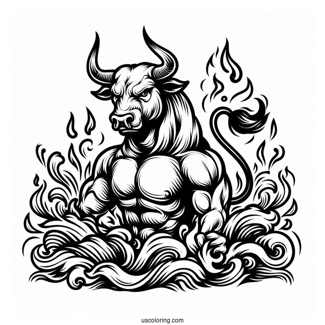 Coloring Sheet Of Raging Bull