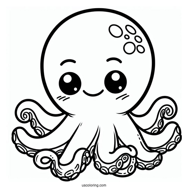 Smiling Cartoon Octopus Coloring Page