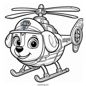 Skye In Helicopter From Paw Patrol To Color
