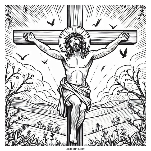 Jesus On Cross Coloring Page