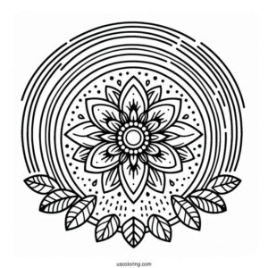 Rainbow Coloring Page Flower Mandala