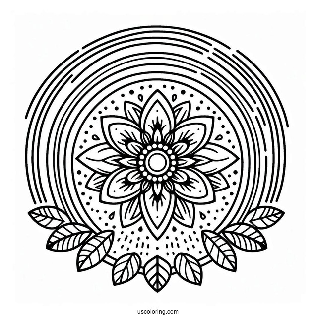 Rainbow Coloring Page Flower Mandala