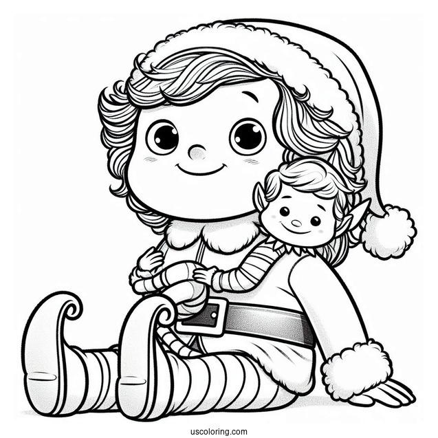 Buddy The Elf Sitting On Poppa Elf To Color