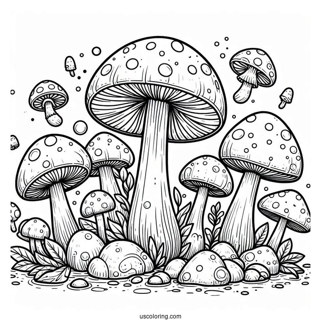 Fantastical Mushroom Coloring Page