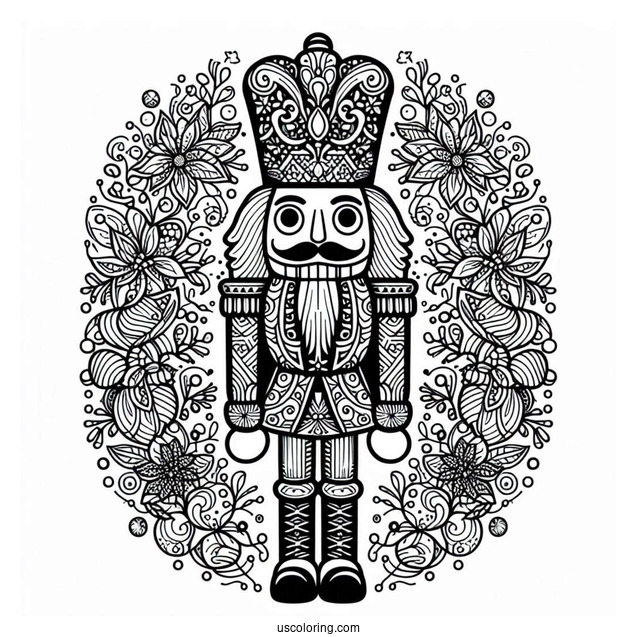 Elaborate Nutcracker Coloring Page Mandala