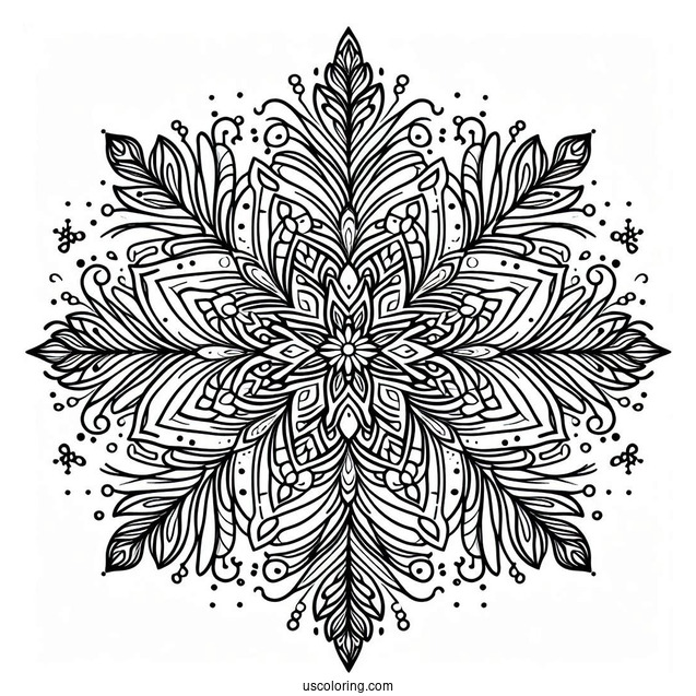 Full Page Of Intricate Snowflake Coloring Page