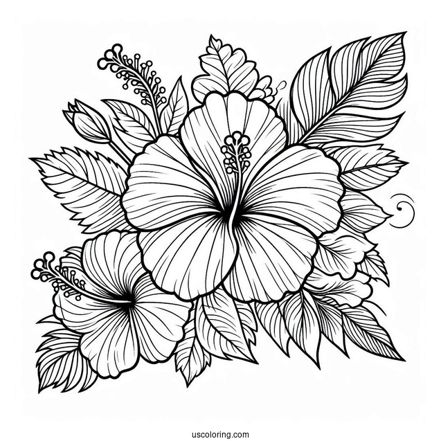 Hibiscus Flower Mandala Coloring Page