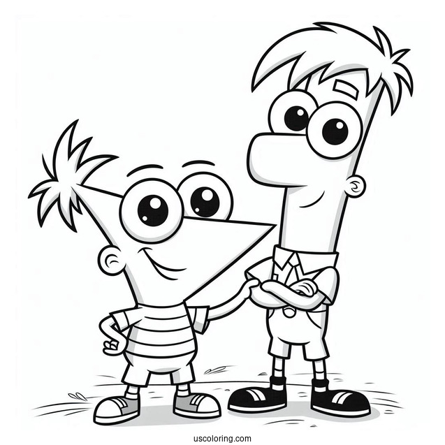 Cute Phineas And Ferb Coloring Page For Preschoolers