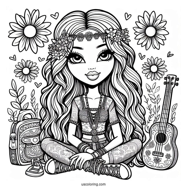 Hippie Yasmin Bratz Coloring In