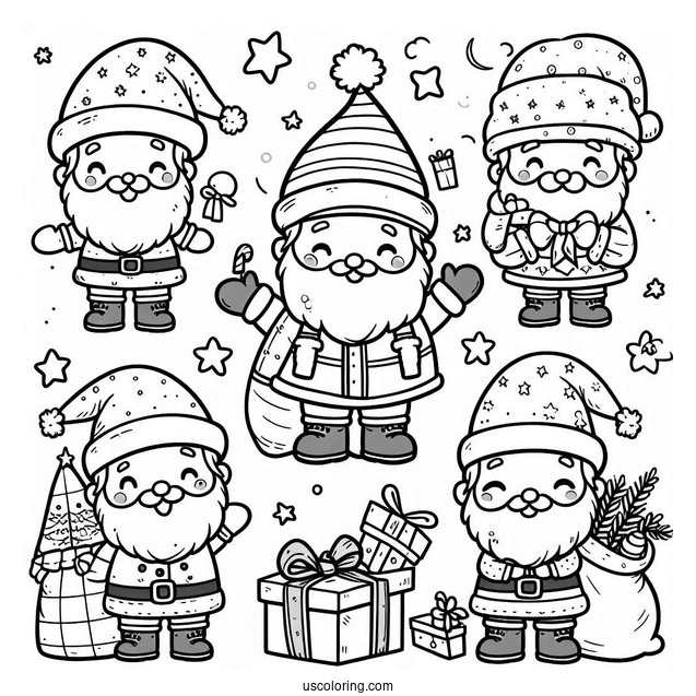 Adorable Simple Santa Claus Coloring Page For Preschoolers