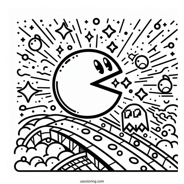 Retro Pac-Man Coloring Page Game View