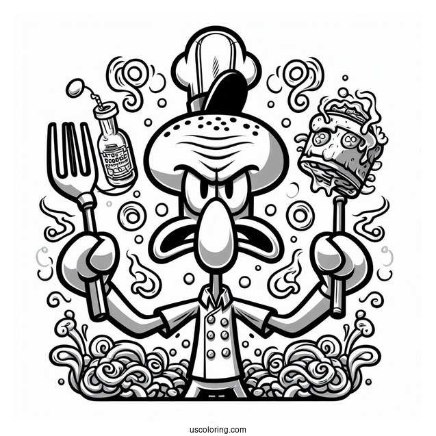 Angry Squidward Coloring Page Inside The Krusty Krab