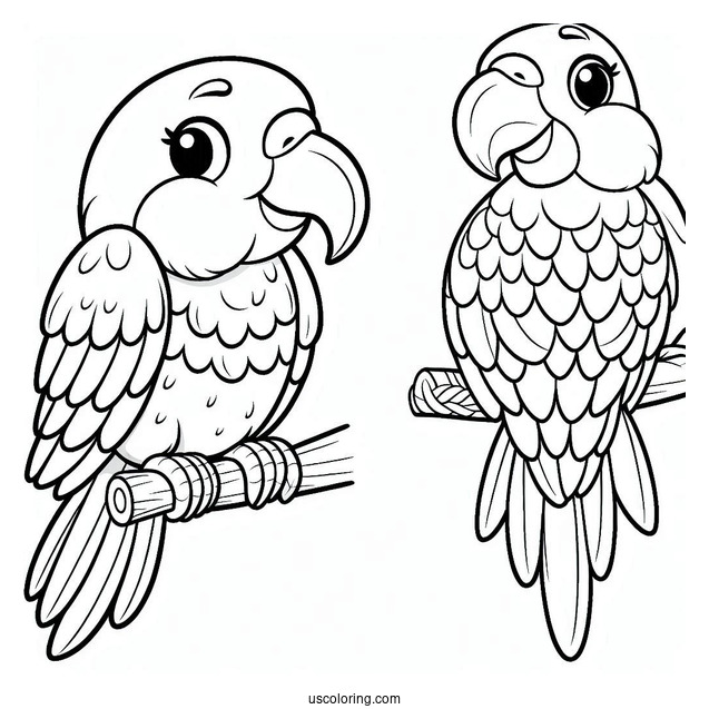 Smiling Parrot To Color