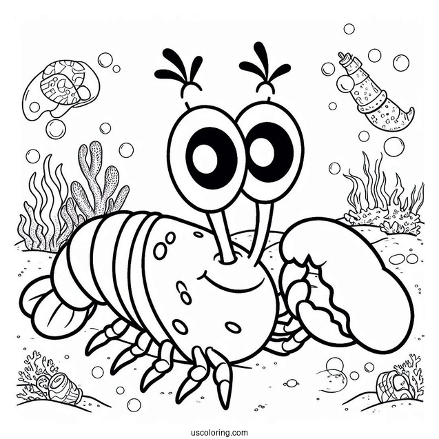 Larry the Lobster SpongeBob Coloring Page For Kids