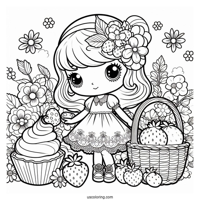 Strawberry Shortcake Coloring Page of Orange Blossom Shopping