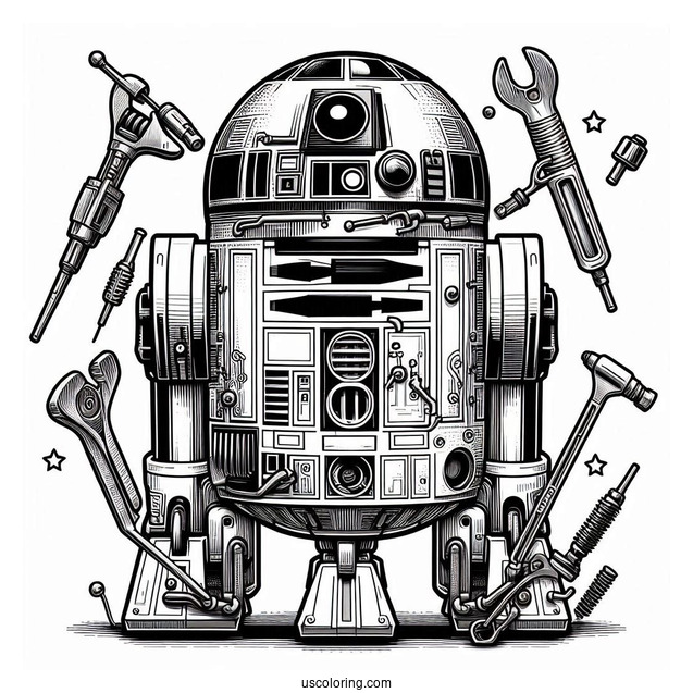 R2-D2 Coloring Page Fixing Engine