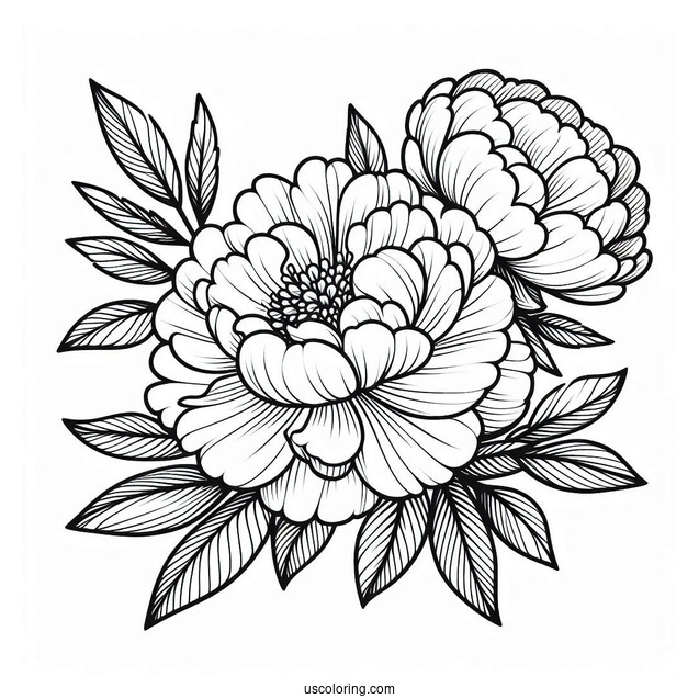Flower Coloring Pages Of Easy Blooming Peony