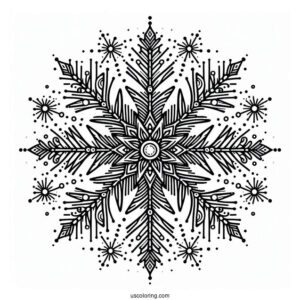 Stellar Snowflake Coloring Page With Round Tips