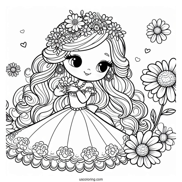 Simple Cartoon Princess Daisy Coloring Page For Kids