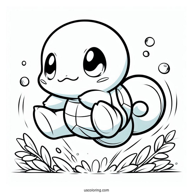 Jumping Squirtle Coloring Page For Preschoolers