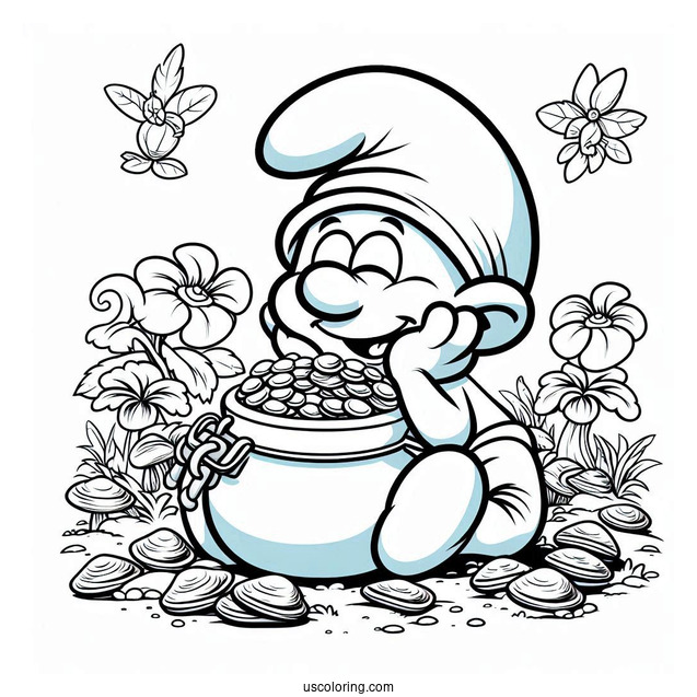 Schleich Greedy Smurf Coloring Page