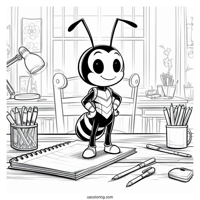 Small Ant Man Standing On Desk