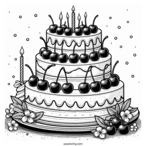 Two-Tiered Birthday Cake With Cherries