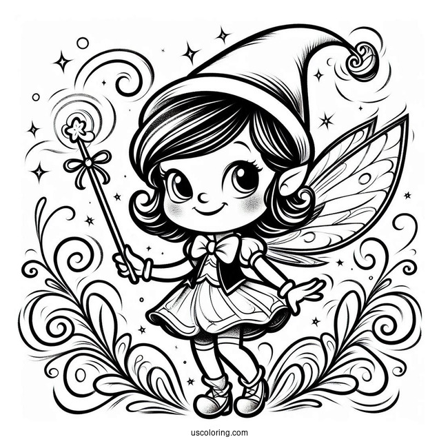 Pinocchio Coloring Page Of The Blue Fairy With Her Magic Wand