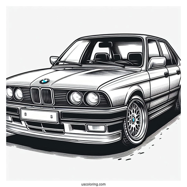 BMW Coloring Page 745i E23 Front View
