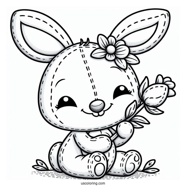 Stitch With His Arm Around A Rabbit Coloring Page