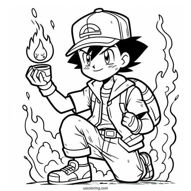 Coloring Page Of Ash From Pokemon