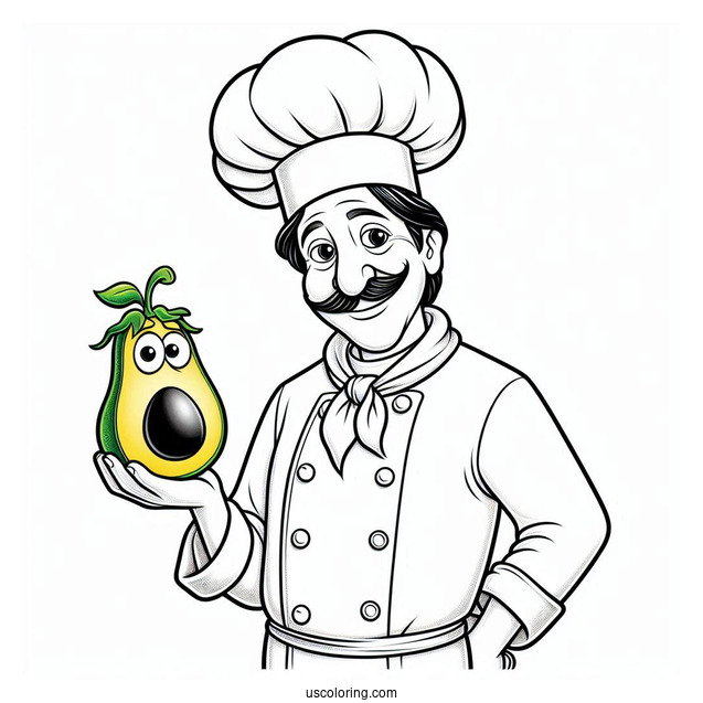 Chef Alfredo Holding Chef Ratatouille Coloring Page In His Hand
