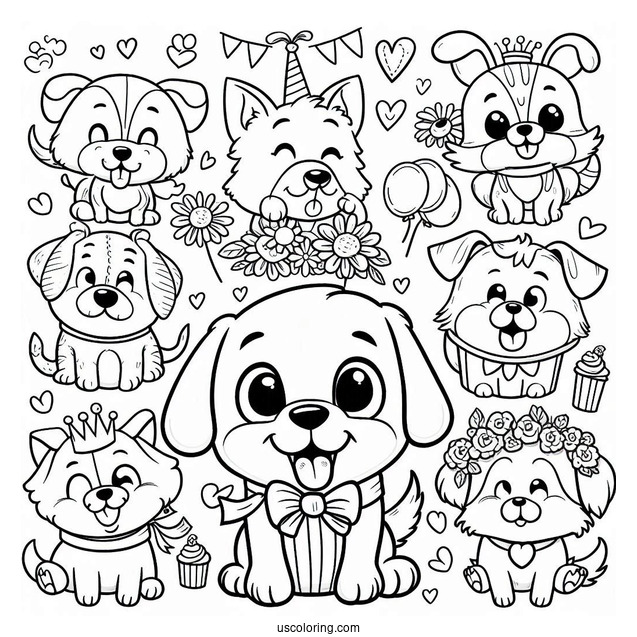 Smiling Critters Coloring Page Of Happy DogDay For Preschoolers