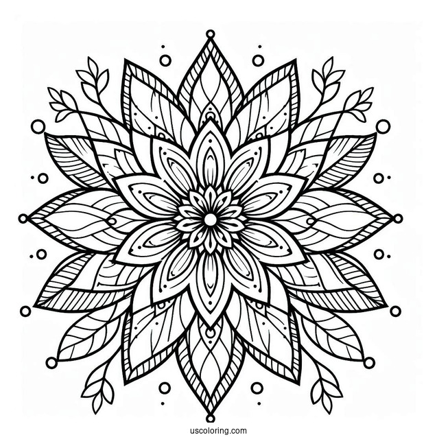Easy Flower Mandala Coloring Page With Pointed Petals