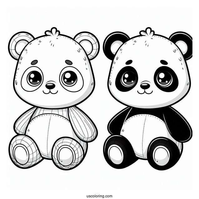 Cute Panda Teddy To Color For Kids