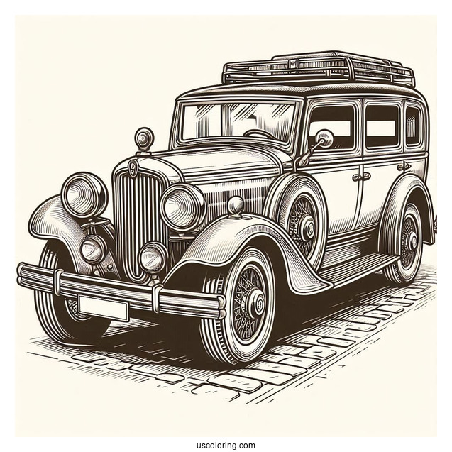Vintage Sedan Car Coloring Page