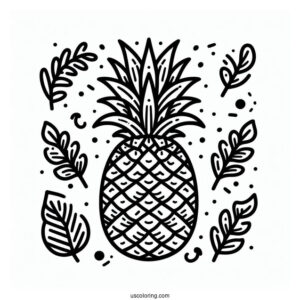 Easy Outline Of Pineapple Coloring For Kids