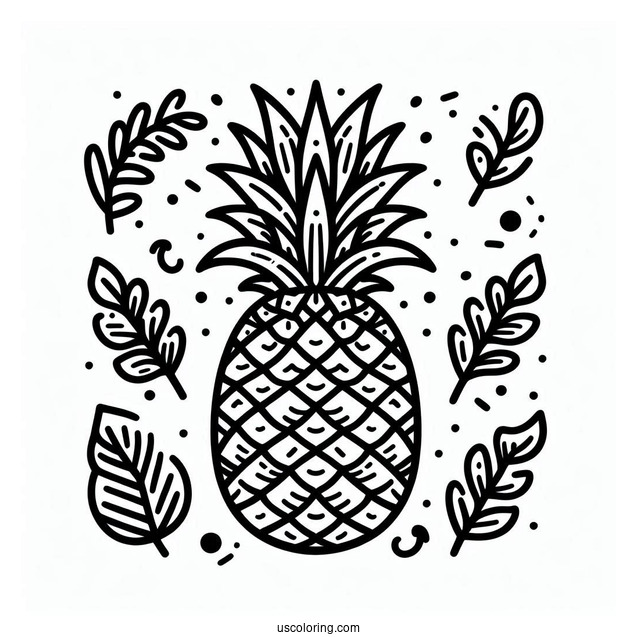 Easy Outline Of Pineapple Coloring For Kids