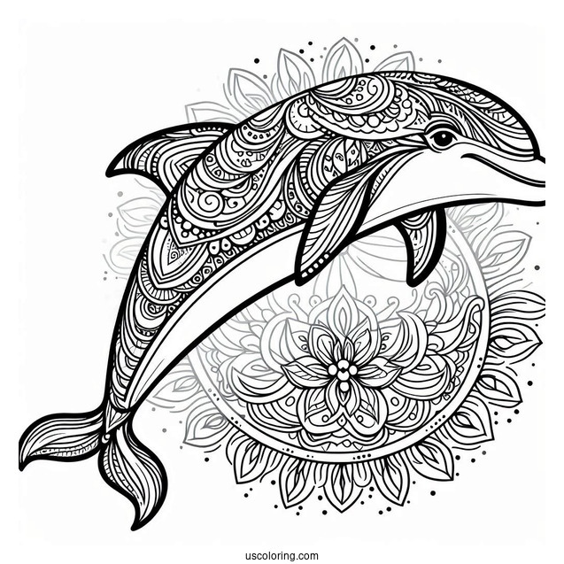 Mandala Dolphin Coloring Page For Adults