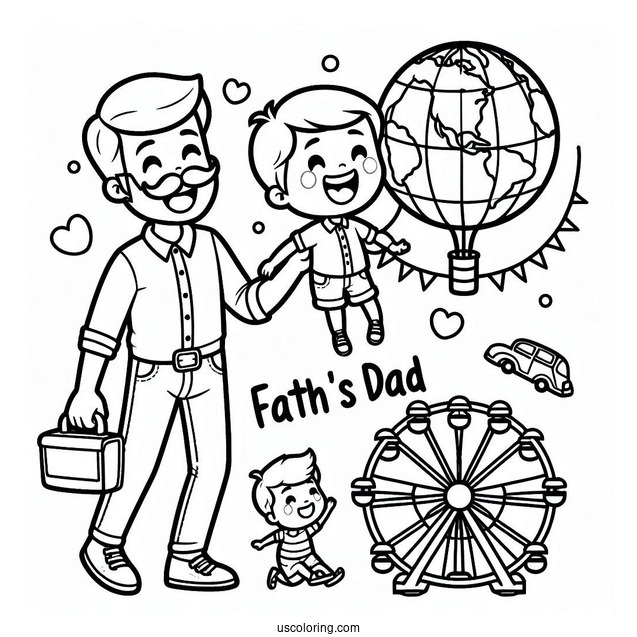 Father's Day Coloring Page Of Fun World s Best Dad For Kids